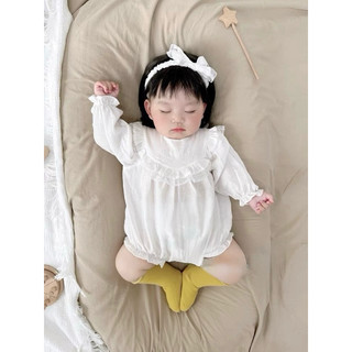 Sét body tiểu thư đầy tháng/ thôi nôi dài tay cho bé gái ren bèo ngực kèm nơ