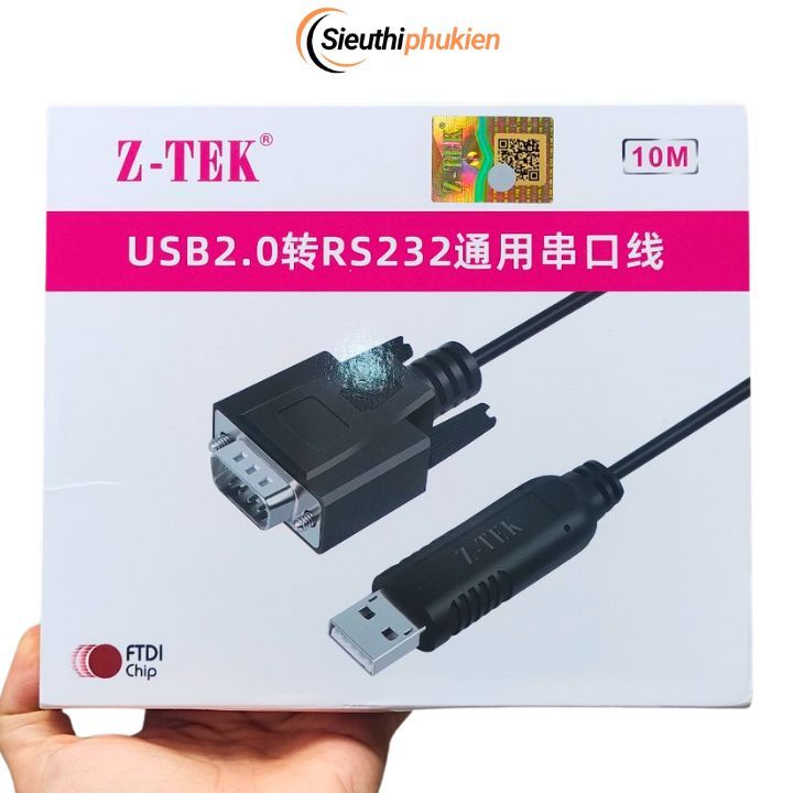 Cáp chuyển USB sang RS232 9 chân dài 10m có chip FTDI, usb to com 10m ztek ZE768