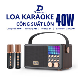 Loa karaoke mini bluetooth kèm 2 mic DIBESMART 311, công suất 40W - Bảo hành chính hãng 12 Tháng