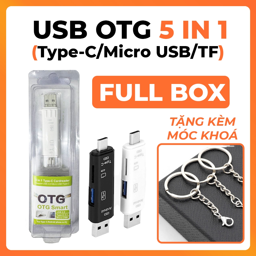 Đầu Đọc Thẻ Nhớ 5 Trong 1 Type-C/ TF/USB 2.0/USB/Micro USB – Hỗ Trợ Thẻ TF Cho Android, Laptop, PC