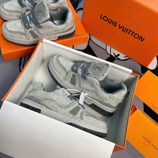 Giày L_V Xám Rách, Giày Lou.is_Vui.tton Grey Nam Nữ Hàng Cao Cấp