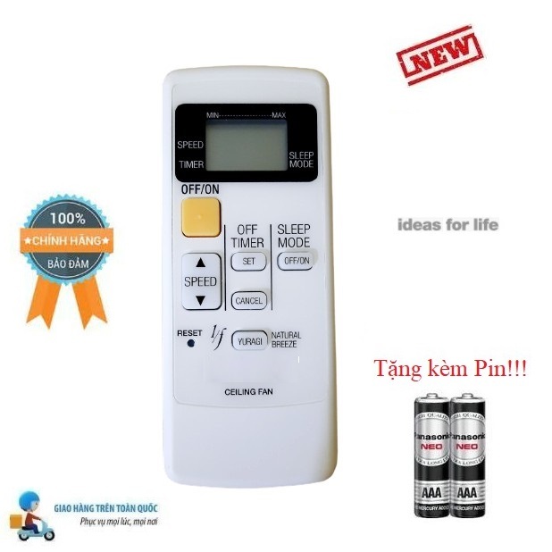 Điều khiển quạt trần Pa_na_so_nic 5 cánh các dòng F-60 WWK- Hàng mới XỊN 100% Tặng kèm Pin