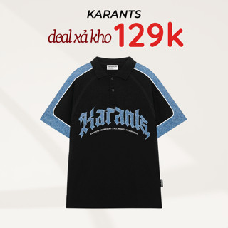 [Xả kho] Áo Polo Phối Vải Jean Karants Nổi Viền Local Brand Form Oversize Streetwear Hot Trend - KR145