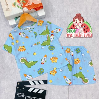 Quần áo trẻ em - Bộ cộc hè bé trai vải lanh lụa (tole) loại 1 10-45kg shop mẹ dưa hấu