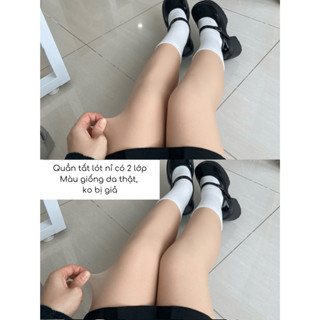 (Ảnh thật chủ shop chụp) Quần tất lót nỉ da tự nhiên chân trần có 2 lớp che khuyết điểm - QT01