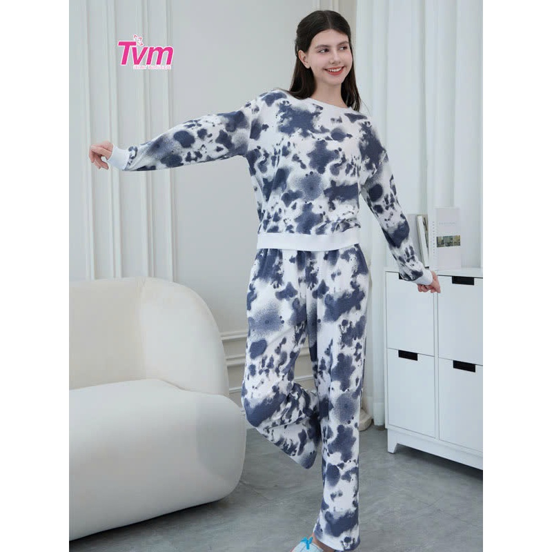 Bộ dài nữ tay dài B692 Tvm Luxury Homewear, chất liệu thun cotton