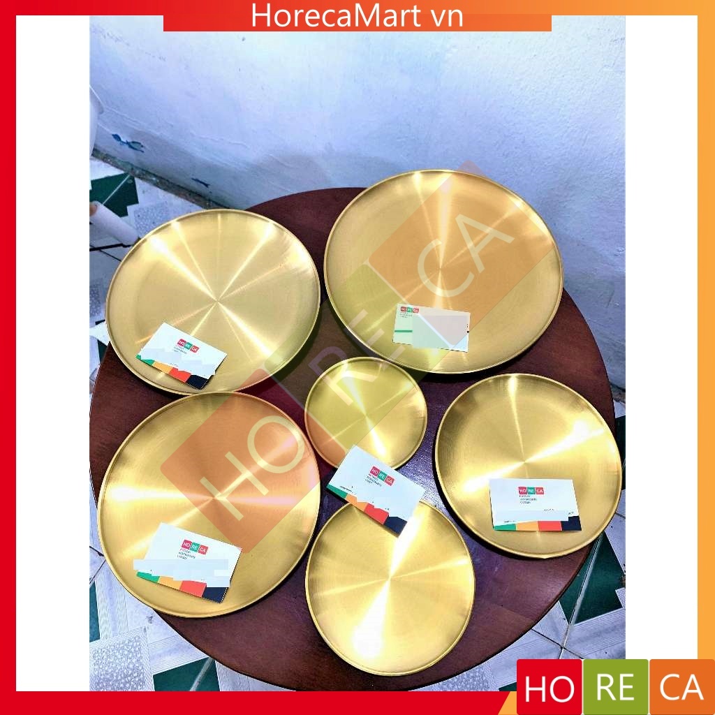 đĩa (dĩa) inox tròn Hàn Quốc, khay inox trang trí, đựng thức ăn (nhiều kích thước)