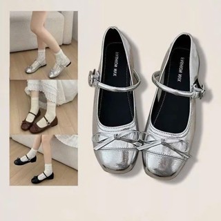 Giày Búp Bê Nữ lolita Khóa Cài Tách Mũi Độc Đáo Đính Kèm Nơ Xinh Xắn 212