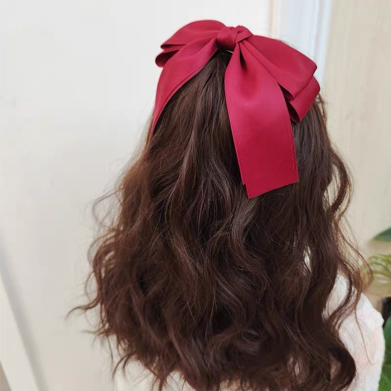 Kẹp tóc nơ to 2 tầng rủ dài phong cách công chúa cho bé gái L020