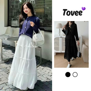 Chân Váy VOAN LỤA Dáng Dài 2 Lớp Kiểu Trơn CV19, Chân Váy Midi Cạp Chun Lưng Cao Có Lót Trong Phong Cách TOVEE