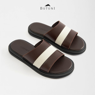Dép Quai Ngang Dép Da Nam BUTUNI Lusso S Single Slippers, Dép Nam Da Bê Cao Cấp Bảo Hành 12 Tháng