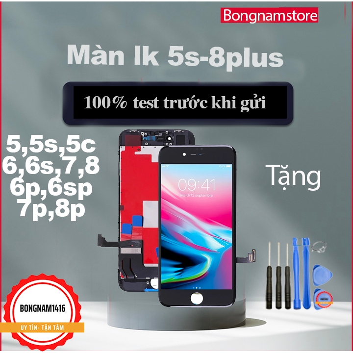 Màn hình linh kiện thay thế cho các mã từ 5,5c,5s,5se,6,7,8,6p,6sp,7p,8plus kèm bộ sửa tự thay thế.