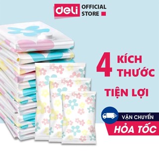 Túi hút chân không đựng quần áo Deli DÀY GẤP 2 NẮP VAN CHỐNG RÒ RỈ HƠI chống nước tránh ẩm nấm mốc quần áo
