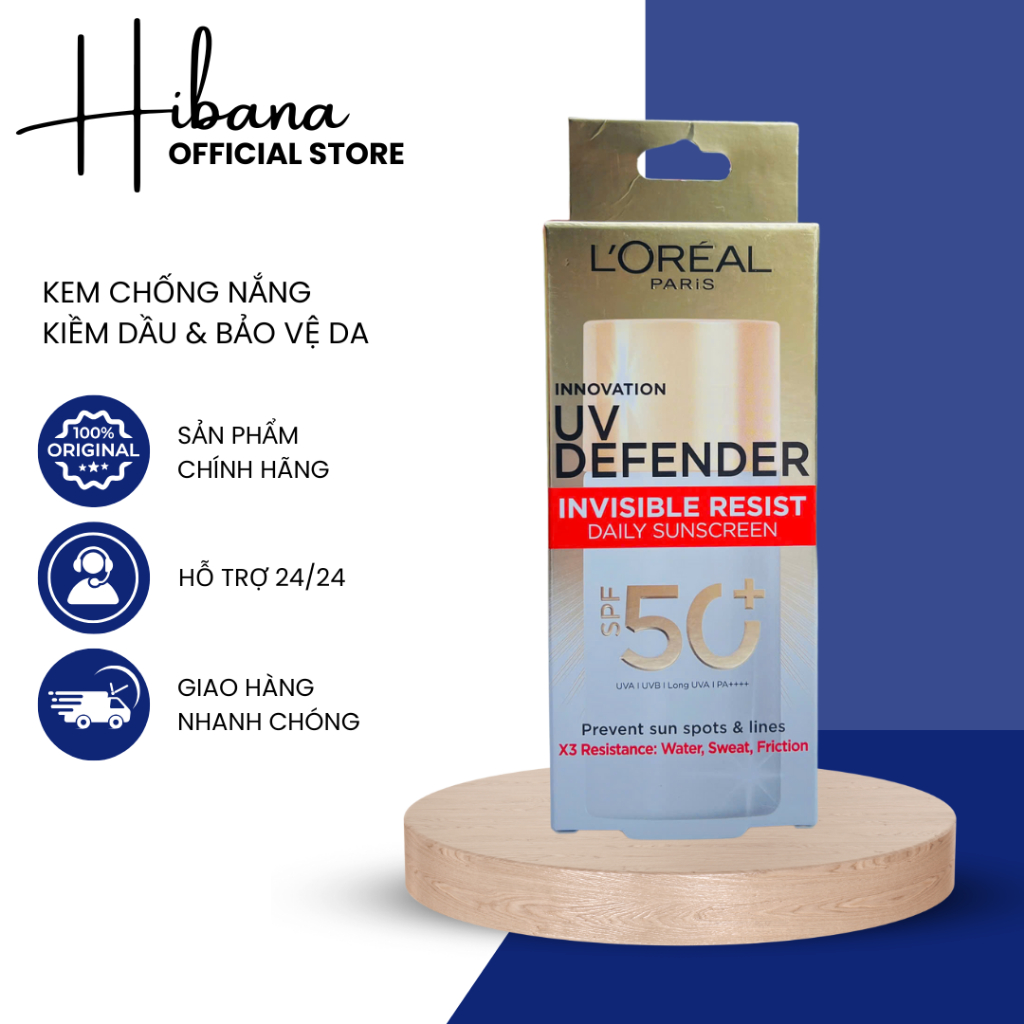 Kem Chống Nắng LOreal Paris X20 Thoáng Da Mỏng Nhẹ 50ml UV Defender Serum Invisible Fluid SPF50+