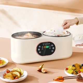 Nồi Điện Đa Năng 2 Ngăn 3,6L Omi Có Chức Năng Hẹn Giờ Kèm 6 Chức Năng Nấu, Nồi Cơm Điện Mini 2 Ngăn Hấp Kèm Lẩu