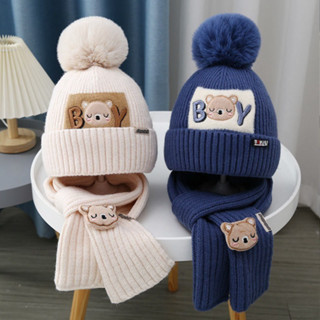  Mũ Len Mùa Đông Didooglt Kèm Khăn Cho Bé - Mũ Len Gấu Boy Siêu Ấm Ngộ Nghĩnh Đáng yêu 