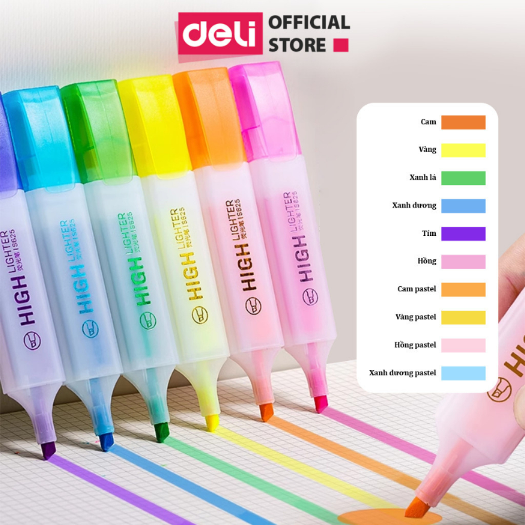 [FULL MÀU] Bút Highlight Bút Nhớ Dòng Đánh Dấu Dạ Quang Take Note Ghi Chú Deli - Cute S625 Pastel Nhanh Khô Giá R