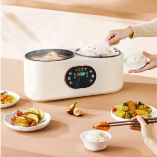 Nồi cơm đa năng 2 ngăn dung tích 3.6L công suất 1200W, cảm biến tự ngắt chống dính tinh thể gốm đen, chiên xào hấp