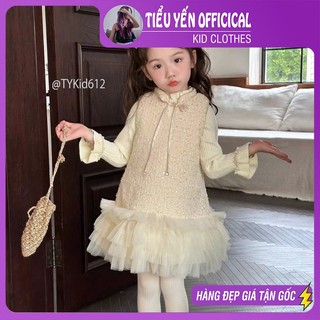  Quần áo trẻ em Váy dạ kem cao cấp bé gái dáng sườn xám kèm áo bên trong cho bé 13-28kg V612 | Tiểu Yến KID 