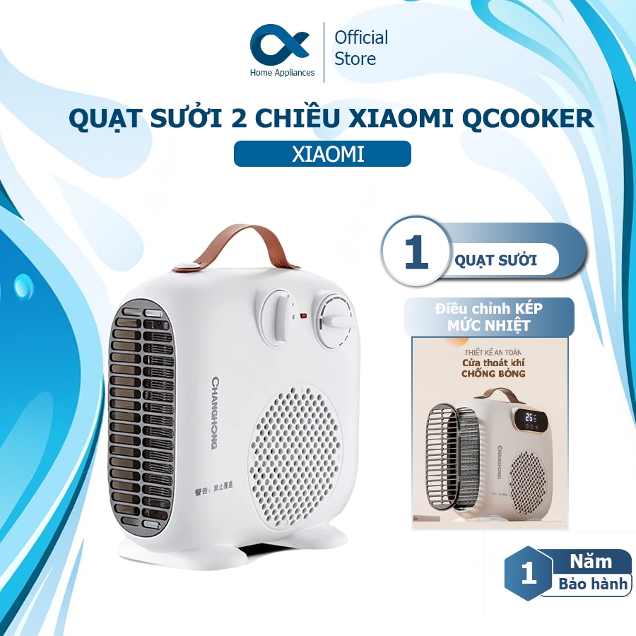 Quạt sưởi mini 2 chiều Xiaomi Qcooker, Máy sưởi ấm đa năng LÀM NÓNG NHANH có tác dụng về sức khỏe công suất mạnh 1500W