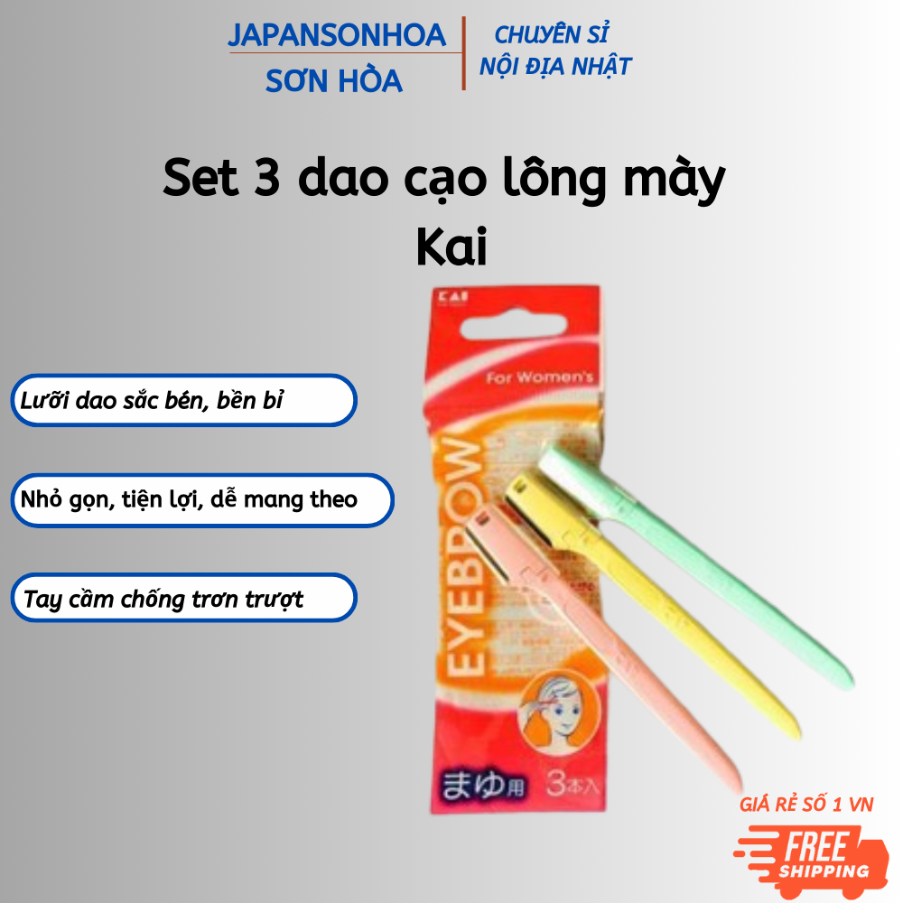 Set 3 dao cạo lông mày Kai