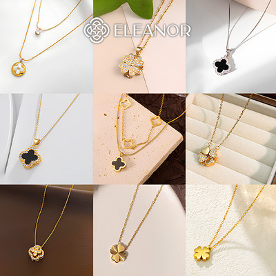 Dây chuyền nữ titan Eleanor Accessories kiểu dáng đa dạng cỏ 4 lá phụ kiện trang sức vòng cổ 9252