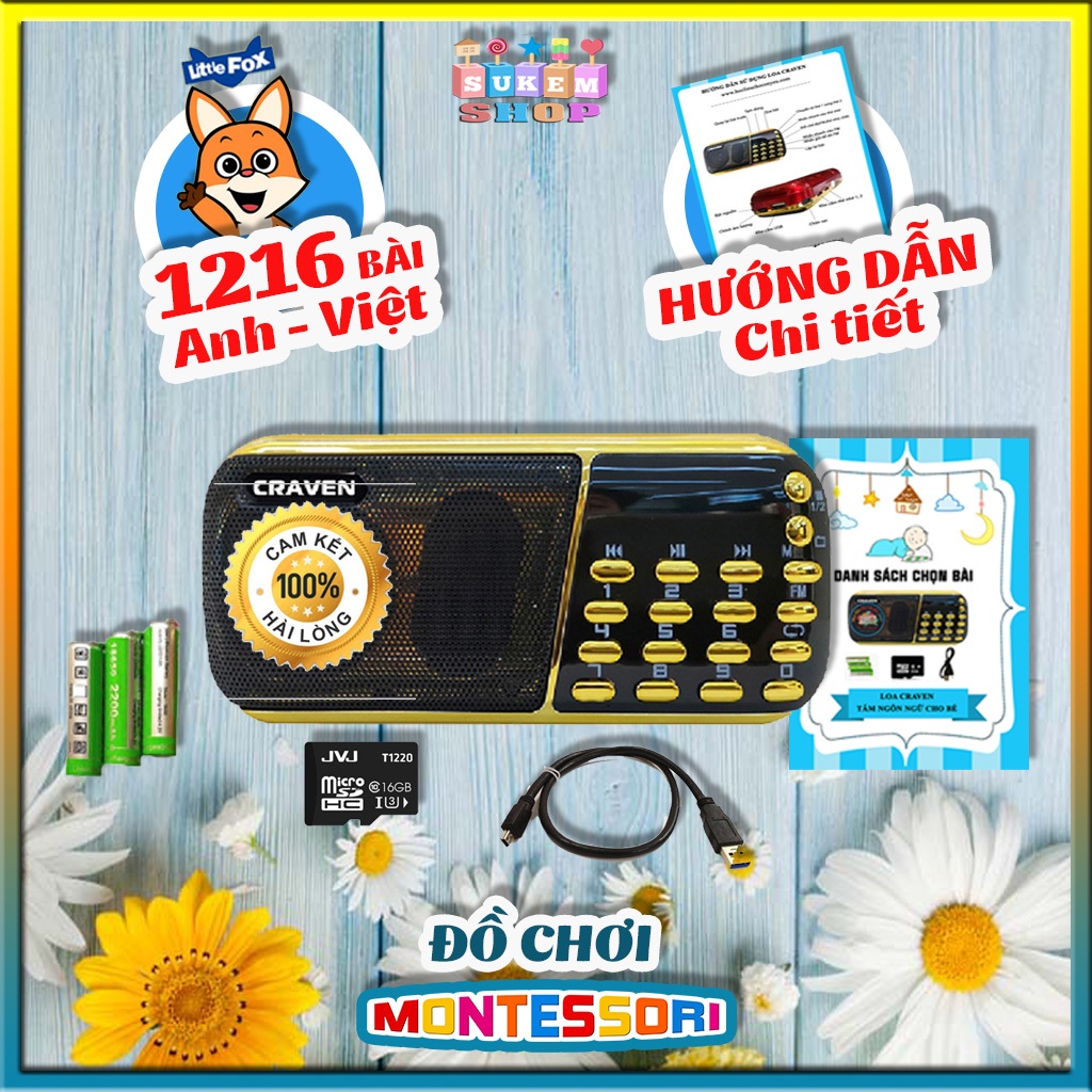 LOA NGHE CRAVEN – Loa tắm ngôn ngữ cho bé – [Free❤]Tặng kèm 1216 file nghe Anh- Việt-Học tiếng Anh c