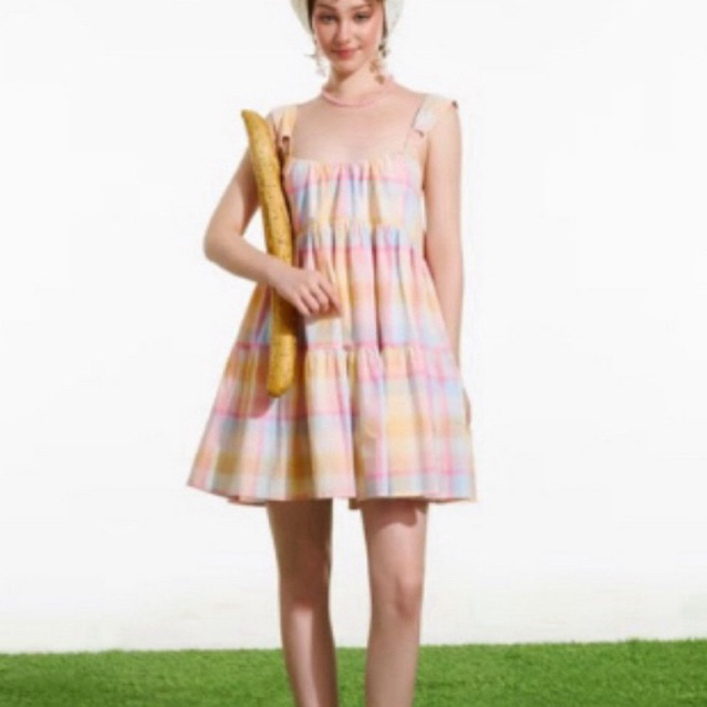 [Pass new] Đầm kẻ ô xoè babydoll của Dottie