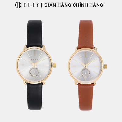 Đồng hồ nữ ELLY EH21 dây da thật mặt phủ sapphire chính hãng
