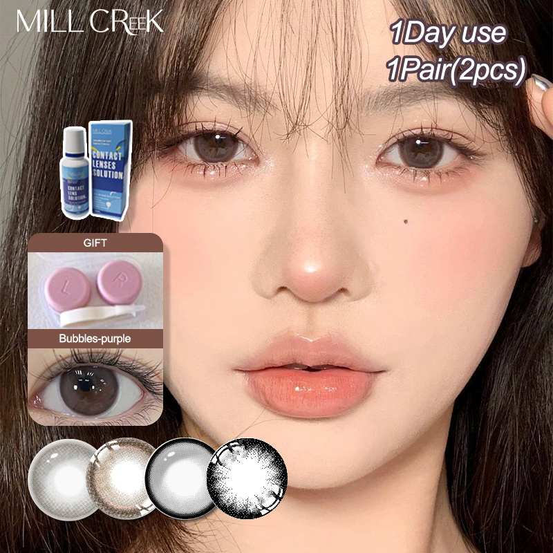 【Lens 1 ngày】Kính áp tròng dùng một lần hàng ngày màu nâu/xám tự nhiên MILL CREEK