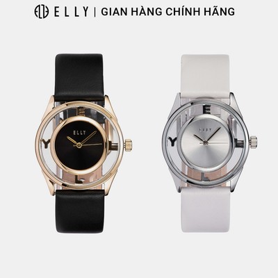 Đồng hồ nữ ELLY EH23 dây da thật mặt phủ sapphire chính hãng
