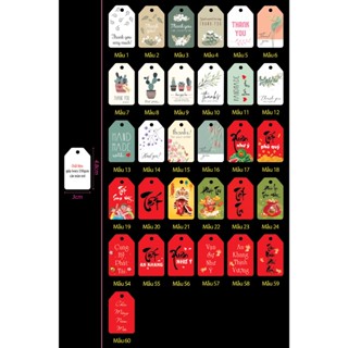 100 cái - Tag giấy (thẻ treo) thank you (không kèm dây cột) dùng trang trí hộp quà mùa lễ tết