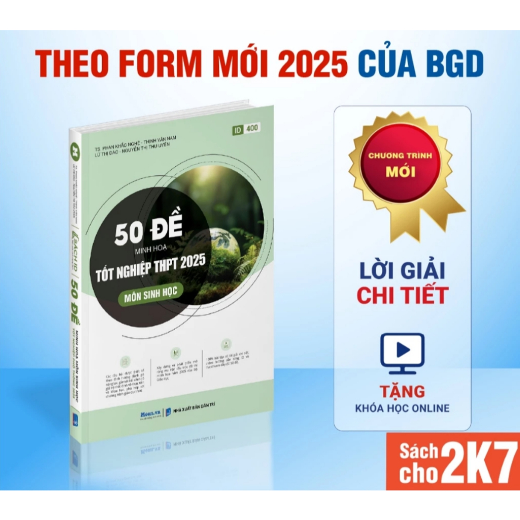 Sách - 50 đề minh họa Tốt nghiệp THPT 2025 Môn Sinh học (Moon)