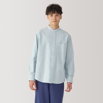 Áo Sơ Mi Vải Oxford Washed Cổ Trụ MUJI