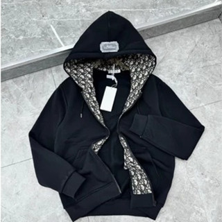 Áo Khoác Hoodie Zip Nam, Áo Khoác Dior Thêu Logo Vuông Trên Mũ Siêu Chất - Áo Khoác Hoodie Nam Nữ Dệt Logo 2024