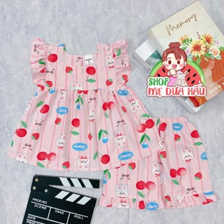 Bộ tole đùi cổ vuông bé gái, đồ bộ lanh bé gái shop mẹ dưa hấu 10-40kg