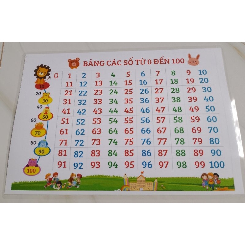 1 Bảng Đếm Số Từ Số 0 Đến 100 Plastic chắc chắn, bền, đẹp,MÀU SẮC SẶC SỠw