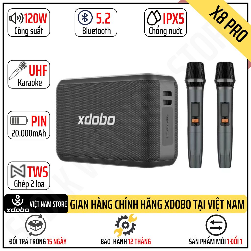 Loa Karaoke Di Động Xdobo X8 Pro Công Suất 120W DSP Siêu Trầm Karaoke Trợ Giàng TWS Bản Cập Nhật Của