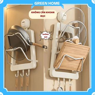 Giá để vung xoong nồi hút chân không bám chắc giá treo nắp nồi kệ để thớt đa năng để thớt Green Home - GTV03