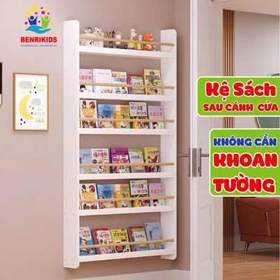 Kệ Sách Treo Tường Màu Trắng Không Cần Khoan Bằng Gỗ Nhựa Chống Mối Mọi Không Bị Ẩm Mốc Decor Phòng Cho Bé