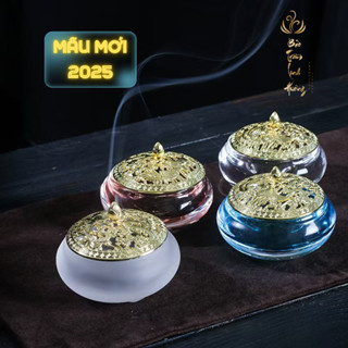 Lư Đốt Nụ Trầm Hương Thuỷ Tinh Đỉnh Đốt Nhang Khoanh Vòng Hũ Xông Đồ Thờ Cúng Phong Thủy Quà Tặng BẢO TRẦM LINH HƯƠNG