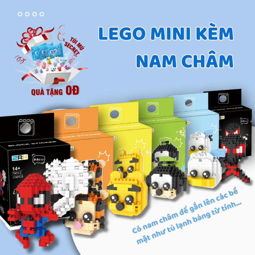 Bộ Mô Hình Lắp Ráp Lego mini 3D Hoạt Hình Đáng Yêu Đồ Chơi Xếp Hình Cho Bé