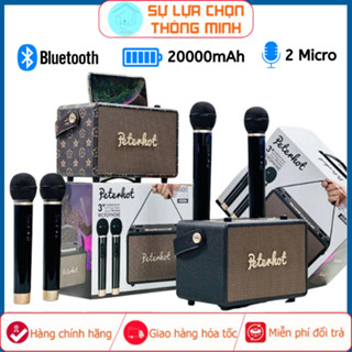 Loa Bluetooth Mini Karaoke Peterhot Kèm Micro A108W và A106W - Âm Thanh Siêu Đỉnh , Bass siêu đã tai - Bảo hành 12 tháng