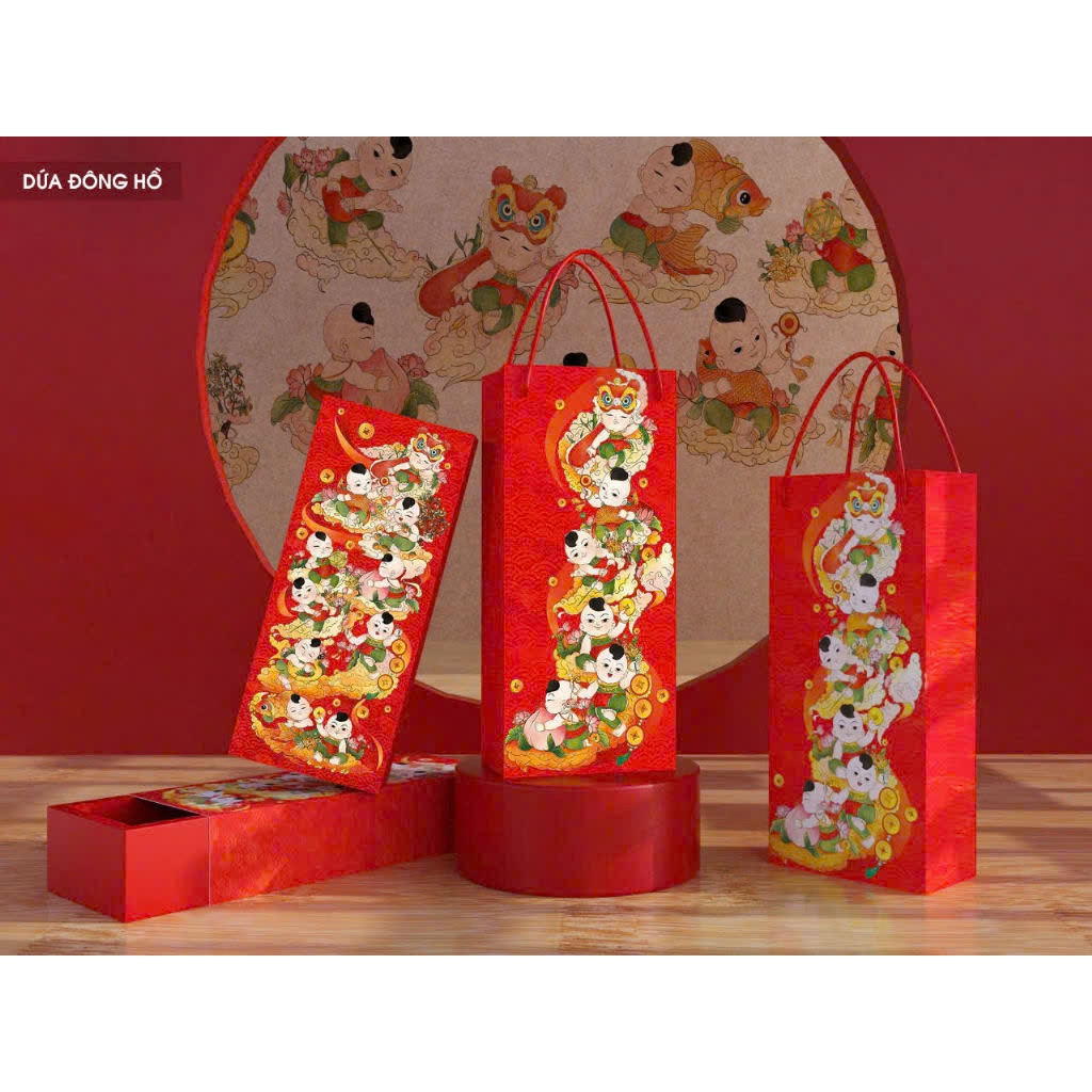 hộp bánh dứa các mẫu ( set 1 cái gồm hộp + túi xách)