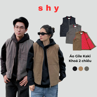 Áo Gile Kaki, Áo Khoác Trần Bông Nam Nữ Khoá Hai Chiều Shy Basic, Menswear, Unisex