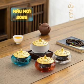  Lư Đốt Nhang Nụ Trầm Hương Mẫu Mới 2025 Đỉnh Thuỷ Tinh Xông Trầm Khoanh Nhang Vòng Cao Cấp Bảo Trầm Linh Hương 
