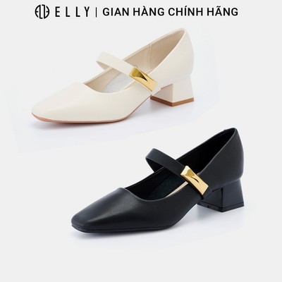 Giày cao gót nữ da thật ELLY EGT200 quai gài gót 4cm chính hãng