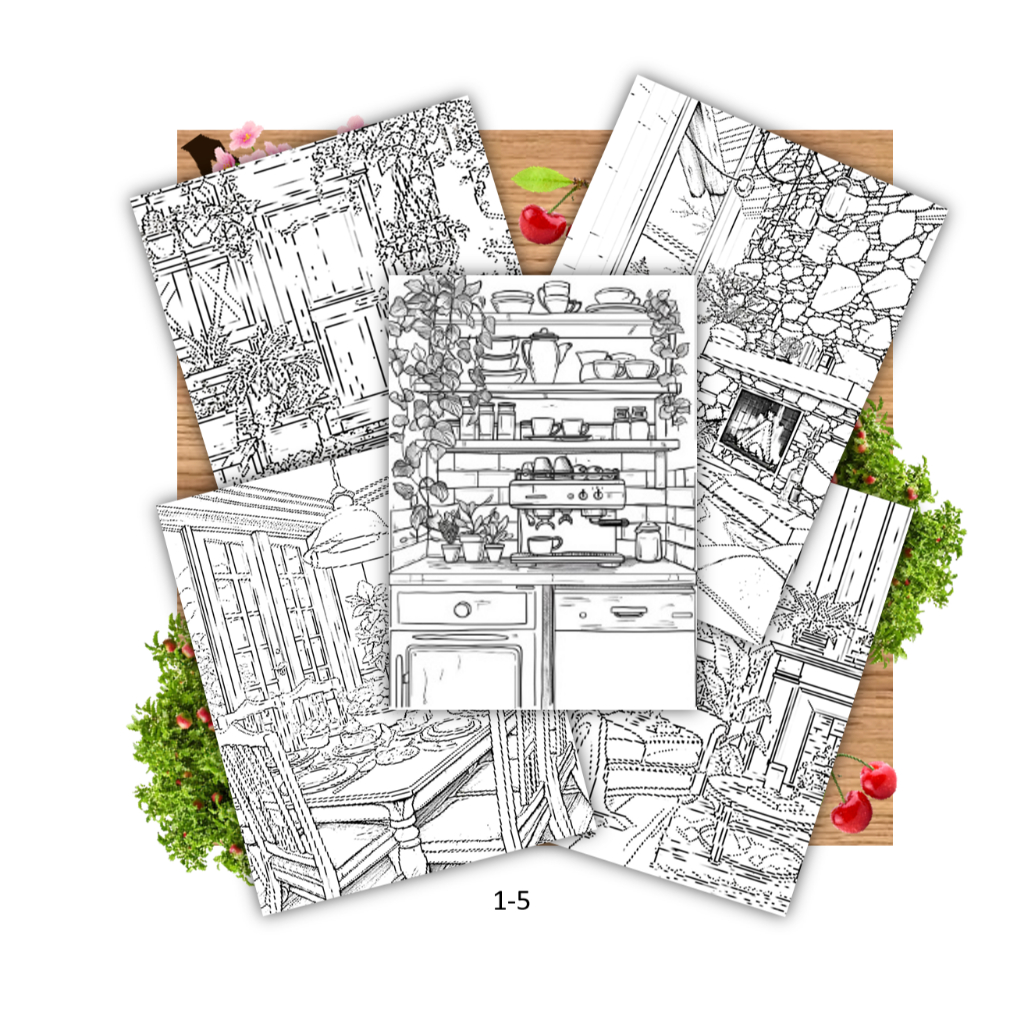 Bộ 5Tranh tô màu, bao lì xì handmade "Little corner" xả stress