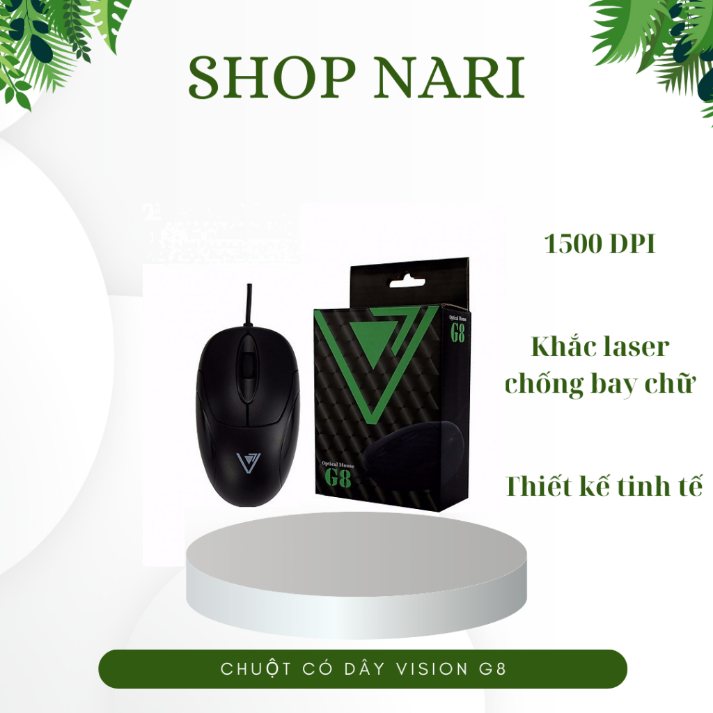 Chuột Có Dây Vision G8 thu hút với mẫu thiết kế với hình dáng những đường cong eo thon khéo léo