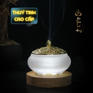 Lư Thuỷ Tinh Xông Nụ Trầm Hương Đốt Nhang Vòng , Khoanh Xông Phòng Phong Thuỷ Quà Tặng Cao Cấp